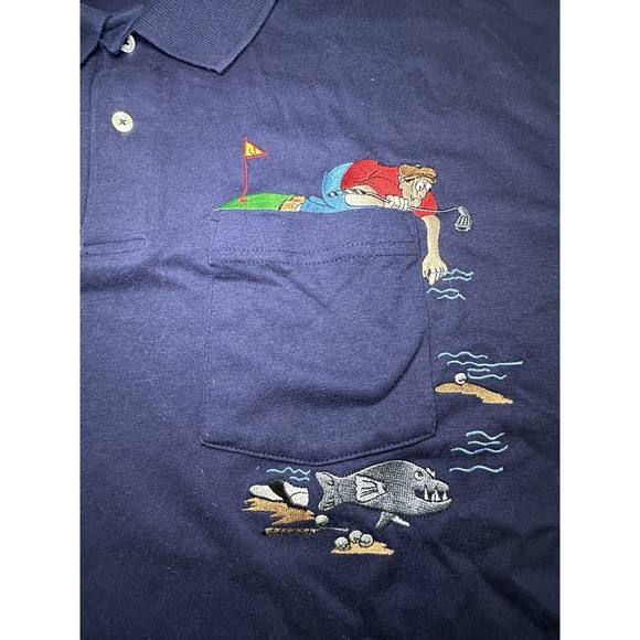 Outer Banks Mens 2XL Polo Short Sleeve Shirt Golf Navy‎ - Picture 6 of 6